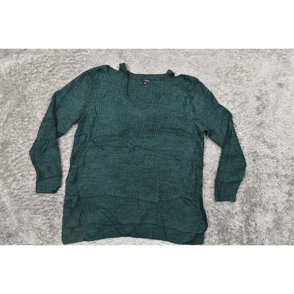Torrid Plus Size 2 Green Acrylic Pullover Sweater V Neck Long Sleeve - Picture 3 of 8